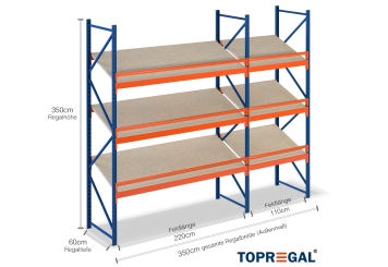 Lagerregal mit Multiplexplatte bemasst