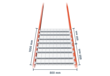 180 cm platelage en treillis métallique pour rack à palettes PR9000 / profondeur 800 mm / capacité de charge 2.000 kg 
