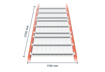 Drahtgitter-Auflage für Palettenregal PR4500 bemasst, Breite 270 cm, Tiefe 110 cm