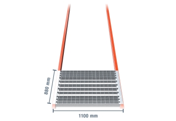 880 mm platelage grillagé galvanisé pour rack à palettes PR4500, PR9000, PR15000 / profondeur 1.100 mm / capacité de charge 800 kg 