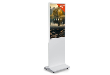 Mobiler digitaler Kundenstopper DKS-LED43, 43 in Display, Android 11, Weiß, 610 mm x 450 mm x 1.881 mm, TecMaschin 