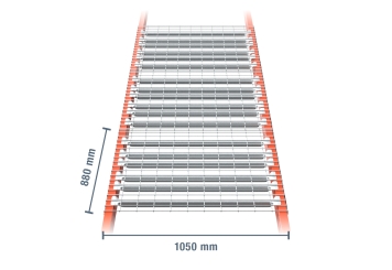 88 cm wire mesh rack layer for pallet rack PR15000 / 1.050 mm deep / load 1.500 kg 