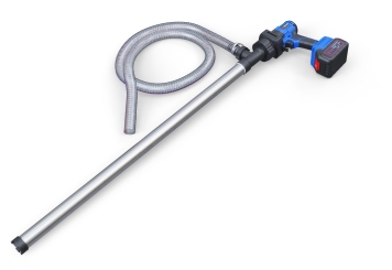 Pompe vide-fûts à batterie FP100E, 400 W, 1,6 l/s, 90 mm x 1.180 mm x 290 mm, TecMaschin 