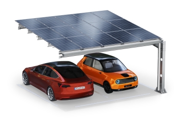 Abri voiture PP2-A6300-1, simple face, champ pour extension avec 15 modules solaires, SoloPort 