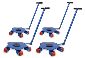 4 x transport trolley TFW-L6000, max. load 6.000 kg, 360° swivelling, incl. pull rod, SolidHub 