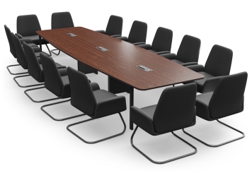 Table de réunion ELLA480i foncé avec station de charge à induction + 14 Chaises MARIE 