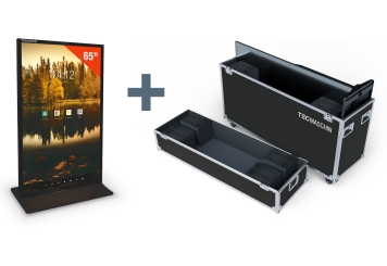 Digitaler Kundenstopper DKS-LED65 inkl. Transportbox, 65 in Display, Android 13, Schwarz, 870 mm x 450 mm x 1.555 mm, TecMaschin 
