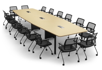 Table de conférence ELLA480i Beige avec station de recharge à induction + 16 Chaises EMMA 