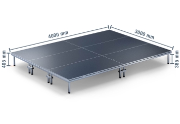 4 m x 3 m Scène mobile EBM850/2, 405 mm haut, 6 modules 850 kg charge max par module 