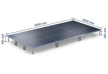 6 m x 3 m Scène mobile EBM850/2, 405 mm haut, 9 modules 850 kg charge max par module 