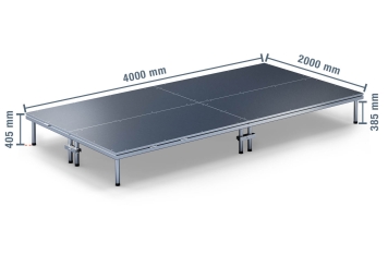 4 m x 2 m Scène mobile EBM850/2, 405 mm haut, 4 modules 850 kg charge max par module 