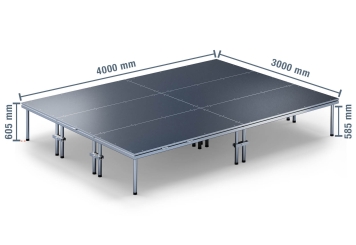 4 m x 3 m Scène mobile EBM850/2, 605 mm haut, 6 modules 850 kg charge max par module 