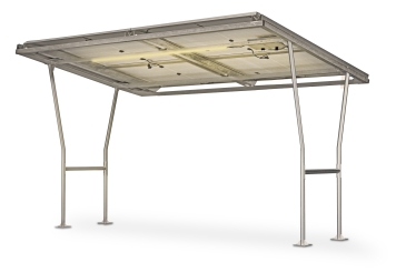 Fahrradunterstand F350-SL mit LED-Beleuchtung, Solarspeicher und 4 Solarmodulen, ohne Bügel, TOPREGAL 