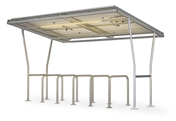 Fahrradunterstand F350/5-SL mit LED-Beleuchtung, Solarspeicher und 4 Solarmodulen für 12 Fahrräder, TOPREGAL 