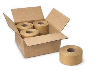 Nassklebeband, 70 mm x 150 m, 126 g/m², doppelt verstärktes Kraftpapier, mit Fiberglafsfäden versetzt, Karton mit 8 Rollen 