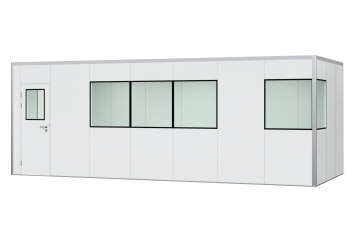 Hallenbüro Meisterbüro PREFAB-21, 6 Fenster, 1 Tür (13 Wand-Paneele, 7 Decken-Paneele) 