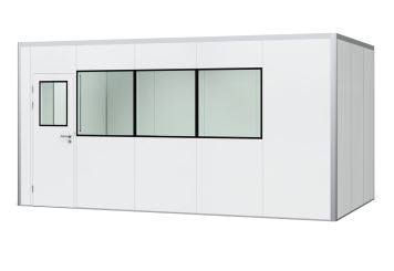 Hallenbüro Meisterbüro PREFAB-15, 4 Fenster, 1 Tür (11 Wand-Paneele, 5 Decken-Paneele) 