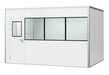 Hallenbüro Meisterbüro PREFAB-12, 4 Fenster, 1 Tür (9 Wand-Paneele, 4 Decken-Paneele) 