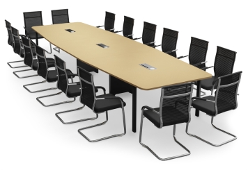 Konferenztisch ELLA480i Beige mit Induktionsladestation + 16 Stühle MARINA 