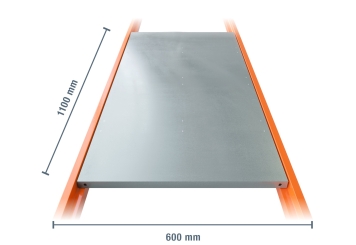 1.100 mm Stahlboden für Lagerregal LR2000 / 600 mm tief / 25 mm hoch 