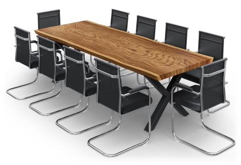 Conference table LINA280 natural wood + 10 MARINA chairs
