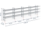 Galvanised pallet racking without shelves, dimensioned