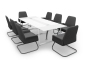 ANJA 280 conference table grey-white perspective Application example with 8 chairs Marie