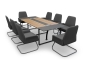 ANJA 280 conference table grey-walnut brown perspective Application example with 8 chairs Marie