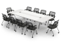 Conference table set ANJA280 in light grey-white + 10 EMMA chairs 