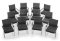 Twelve conference chairs Visitor chairs Marina stackable next to each other