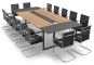 ANJA360 conference table grey-walnut brown in perspective in the application example with 14 chairs