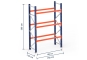 Pallet rack dimensioned without shelves