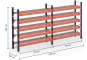Pallet rack dimensioned with grating