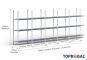 8 m Fachbodenregal FB200 / 50 cm tief / 2,5 m hoch / 3 Ebenen / Auflage Stahl / Fachlast 200 kg 