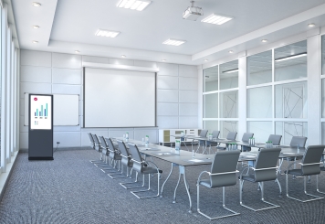 Digital display totem DKST-LED43 with touchscreen incl. transport box, Black, 43 in Display, Android 13, TecMaschin 