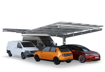 Abri voiture PP4-A12600-1, double face, champ pour extension avec 30 modules solaires, SoloPort 