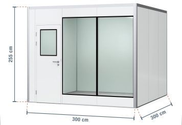 Hallenbüro Meisterbüro PREFAB-9 "Studio", 2 Fenster, 1 Tür (12 Paneele) 