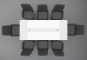 ANJA 280 conference table grey-white top view Application example with 8 chairs Marie