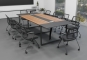 Conference table set ANJA280 in grey-walnut brown + 10 EMMA chairs 