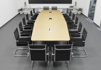 Konferenztisch ELLA480i Beige mit Induktionsladestation + 16 Stühle MARINA 