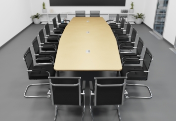 Konferenztisch ELLA480 Beige mit Kabelkanal für 16-18 Personen 