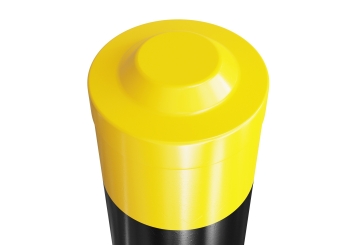 Poteau de protection 914 mm haute, jaune-noir laqué, TOPREGAL  