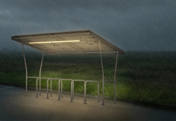 Abri à vélos F350/5-SL avec éclairage LED, accumulateur solaire et 4 modules solaires pour 12 vélos, TOPREGAL 