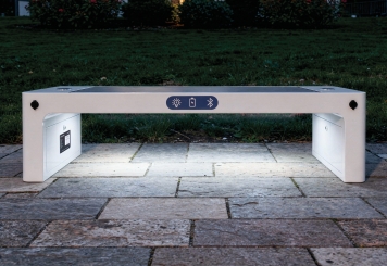 Banc solaire SBS170i-LS, avec haut-parleur, 90 W, 1.700 mm x 450 mm x 455 mm, TecMaschin 