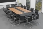 Conference table set ANJA360 in grey-walnut brown + 14 MARINA chairs 
