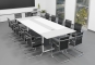 Ensemble table de réunion ANJA360 en gris clair-blanc + 14 chaises MARINA 