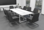 ANJA 280 conference table grey-white perspective Application example with 8 chairs Marie