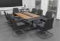ANJA 280 conference table grey-walnut brown perspective Application example with 8 chairs Marie