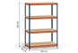 Shelf rack FB500 dimensioned, width 120 cm, depth 45 cm, height 180 cm