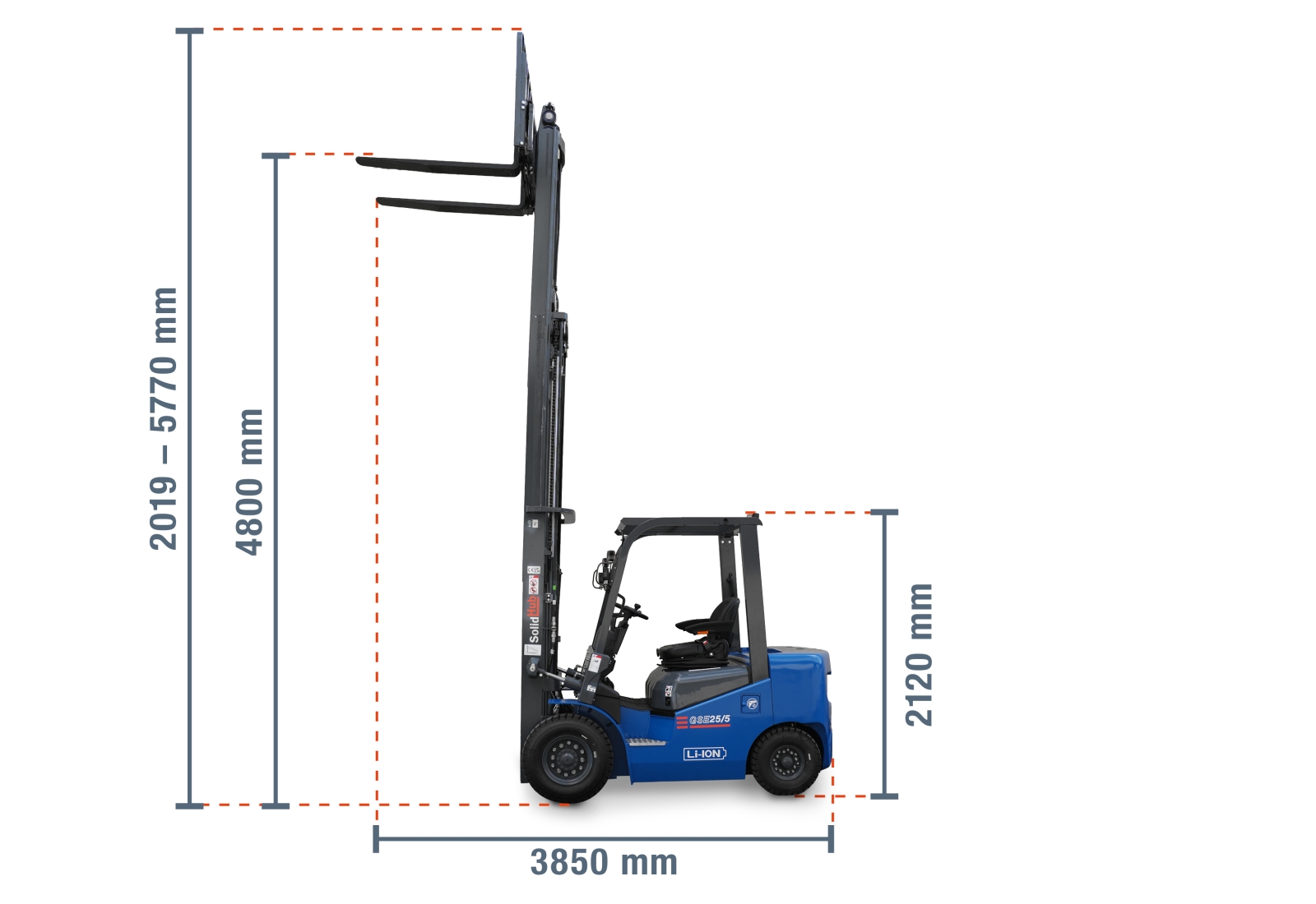LI-ION Electric Forklift GSE25/5, integrated charger, load capacity 2. ...